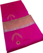 Pink Chanderi Handloom Pure Silk Flower Design Saree - Luxurion World
