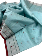 Blue Chanderi Handloom Pure Silk Saree - Luxurion World