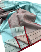 Blue Chanderi Handloom Pure Silk Saree - Luxurion World