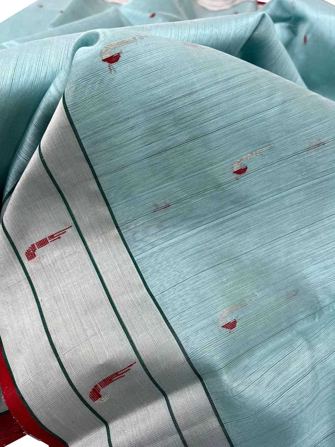 Blue Chanderi Handloom Pure Silk Saree - Luxurion World