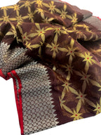 Brown And Golden Chanderi Handloom Pure Silk Saree - Luxurion World