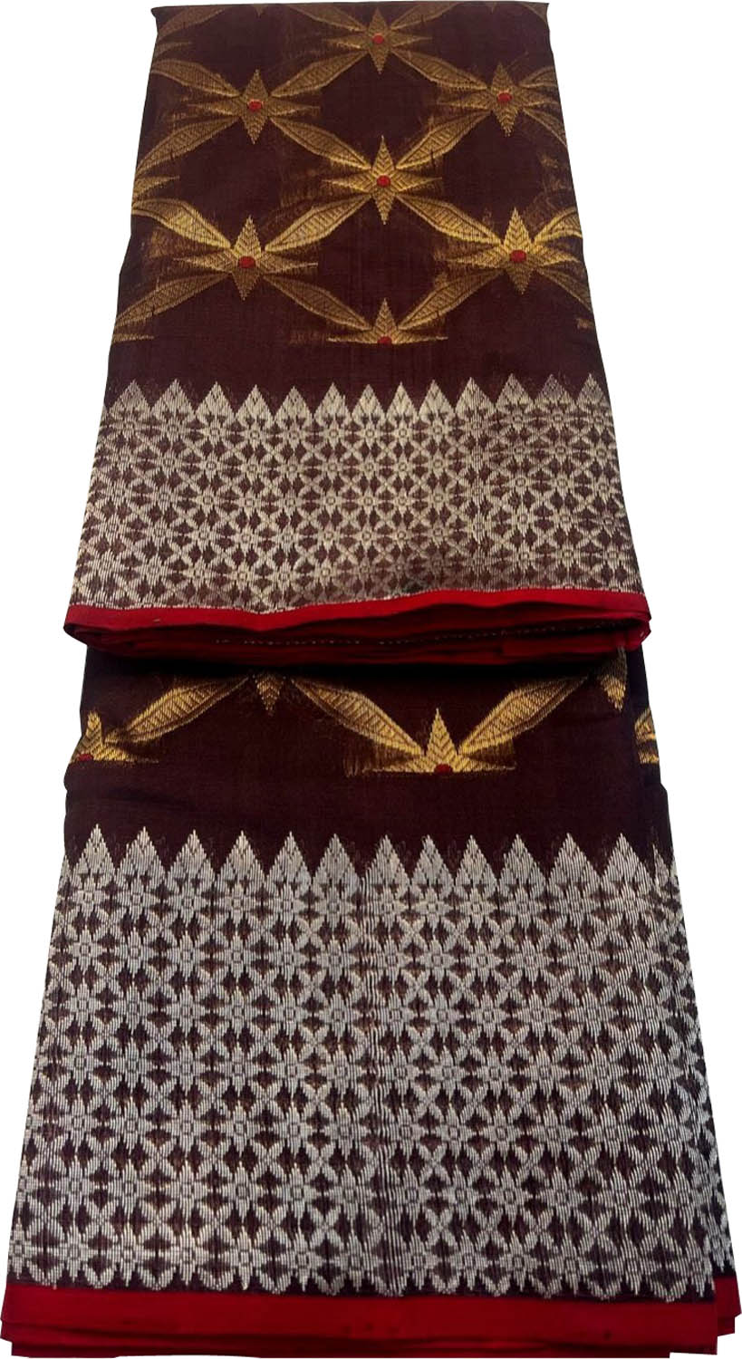 Brown And Golden Chanderi Handloom Pure Silk Saree - Luxurion World