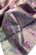Purple Chanderi Handloom Silk Flower Design Saree - Luxurion World