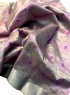 Purple Chanderi Handloom Silk Flower Design Saree - Luxurion World