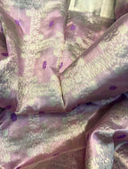 Purple Chanderi Handloom Silk Flower Design Saree - Luxurion World