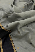Grey Chanderi Handloom Silk Cotton Flower Design Saree - Luxurion World