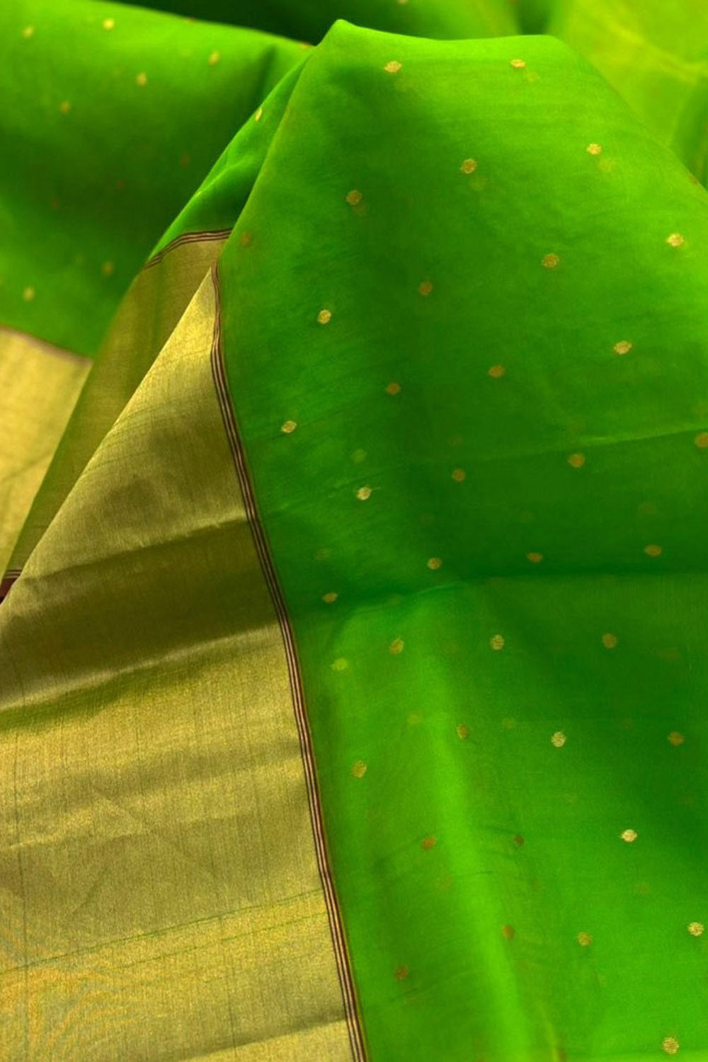 Green Chanderi Handloom Silk Cotton Saree - Luxurion World