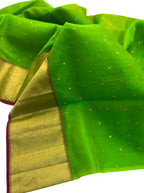 Green Chanderi Handloom Silk Cotton Saree - Luxurion World