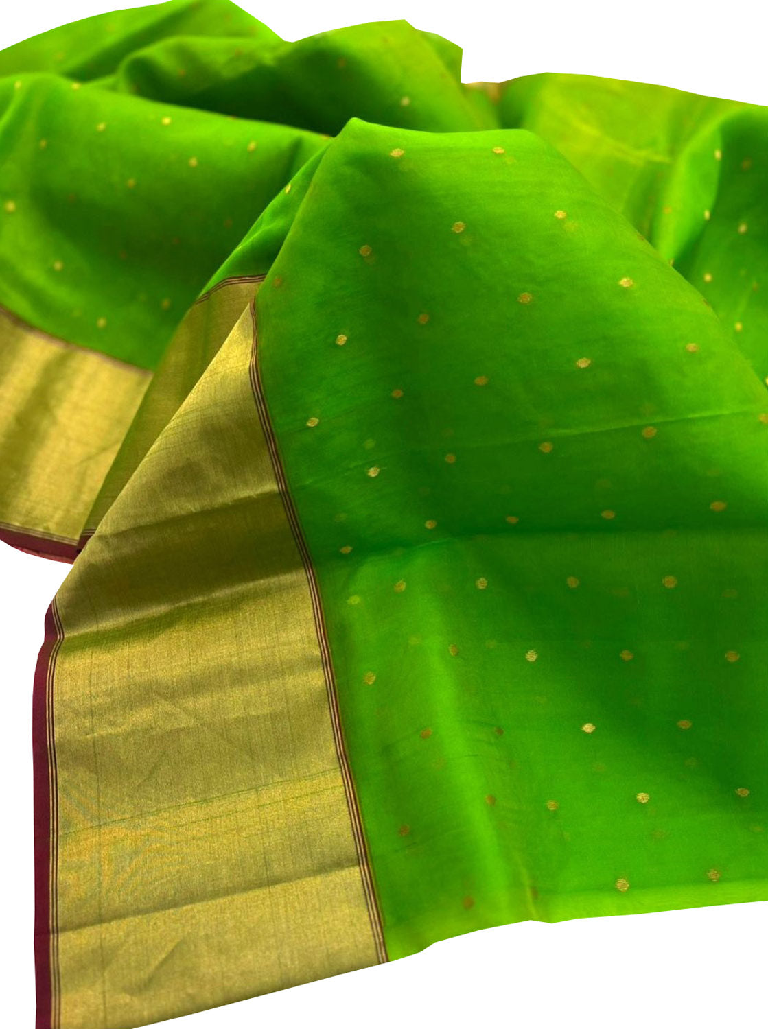 Green Chanderi Handloom Silk Cotton Saree - Luxurion World