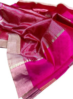 Beautiful Pink Chanderi Handloom Pure Silk Saree - Luxurion World