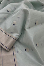 Blue Chanderi Handloom Pure Silk Meenakari Saree - Luxurion World
