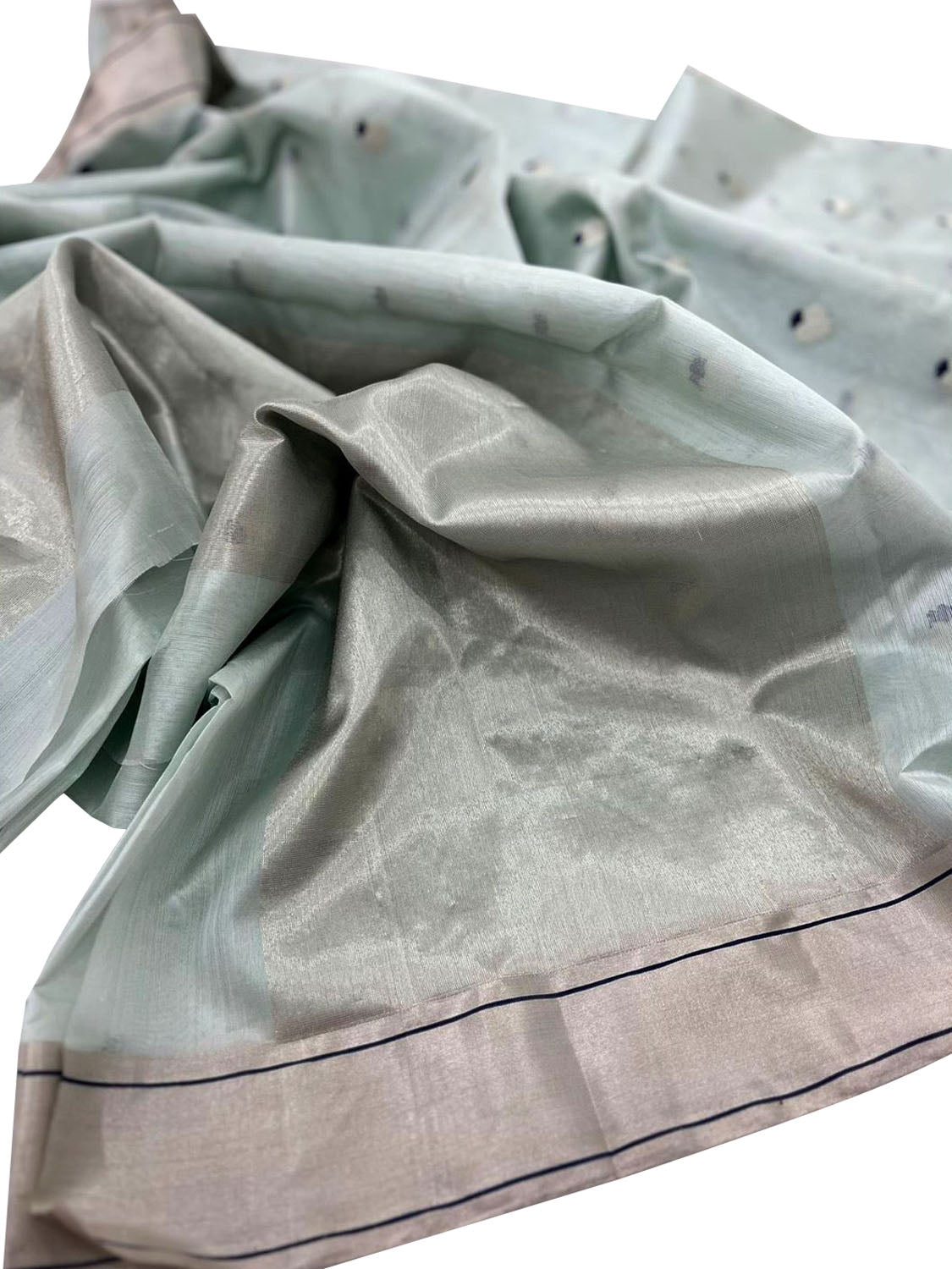 Blue Chanderi Handloom Pure Silk Meenakari Saree - Luxurion World