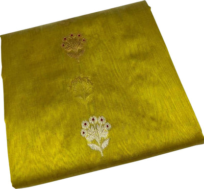 Yellow Chanderi Handloom Pure Silk Meenakari Saree - Luxurion World