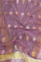 Pink Chanderi Handloom Silk Cotton Flower Design Saree - Luxurion World