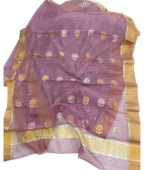 Pink Chanderi Handloom Silk Cotton Flower Design Saree - Luxurion World