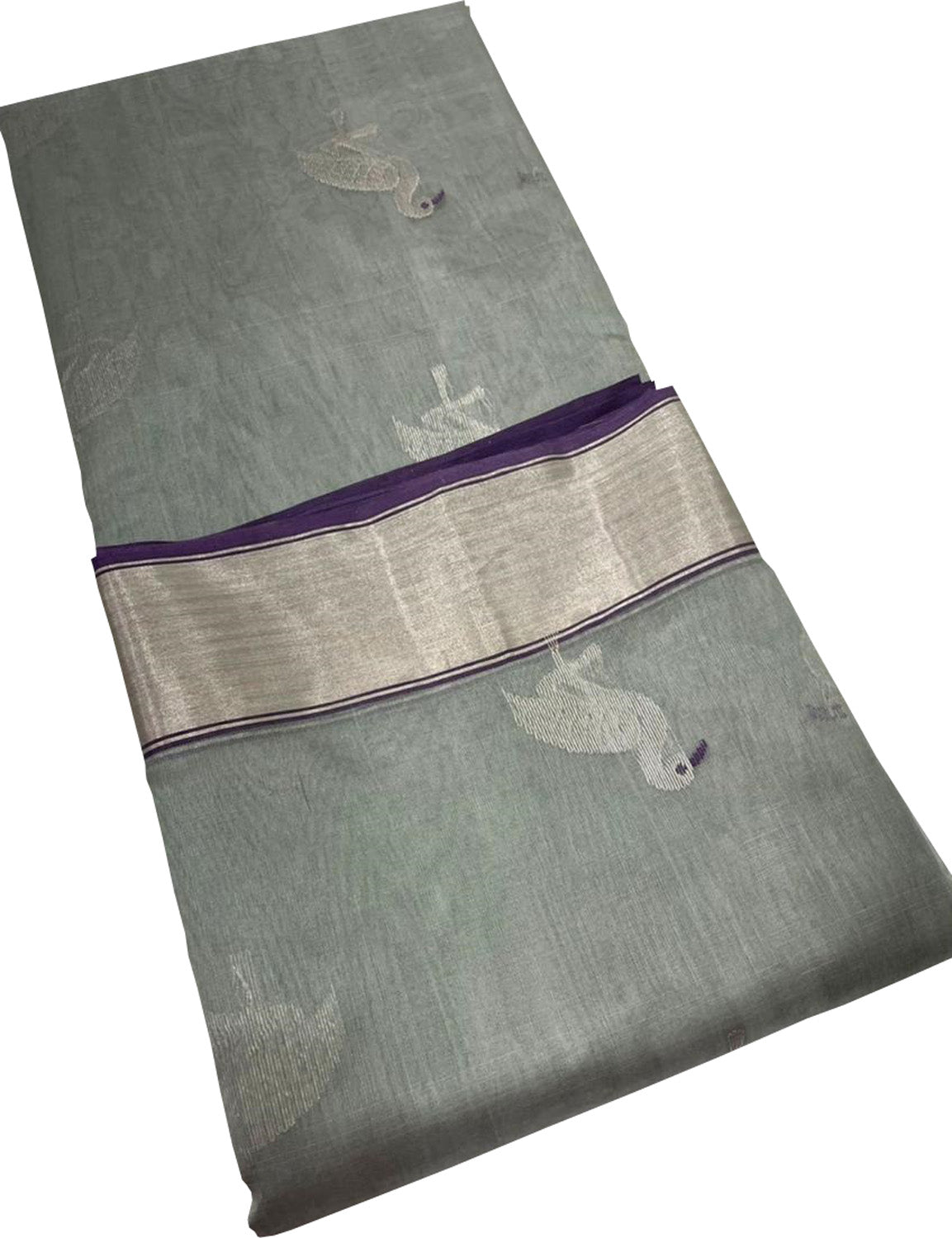 Elegant Grey Chanderi Handloom Pure Silk Saree - Luxurion World