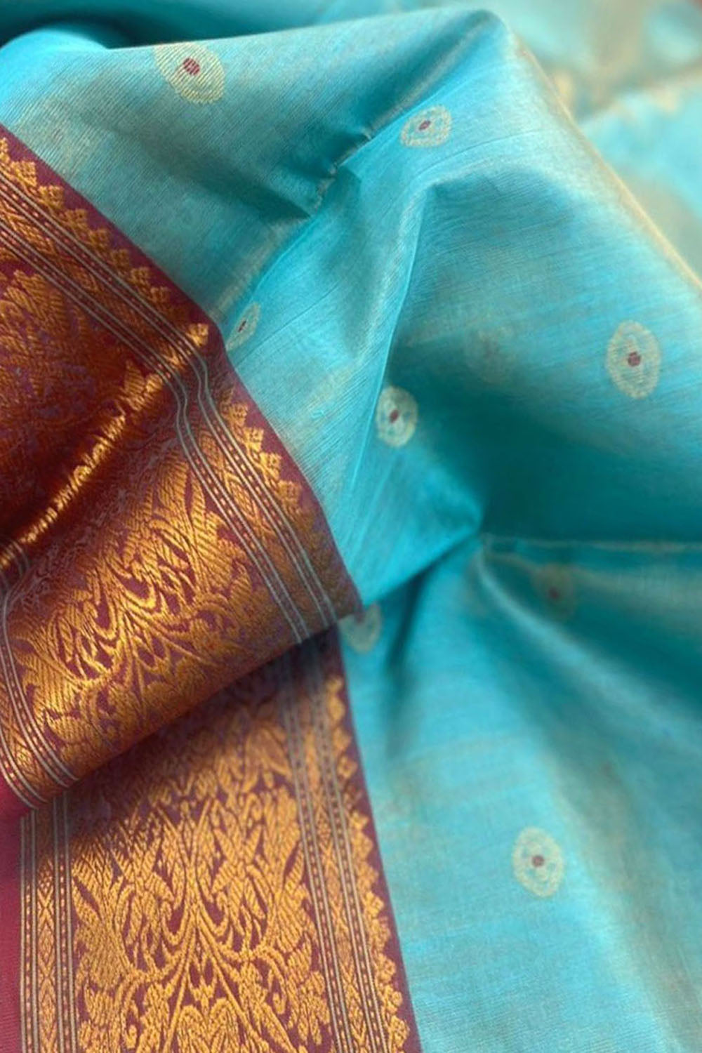 Elegant Blue Chanderi Handloom Pure Silk Meenakari Booti Design Saree - Luxurion World