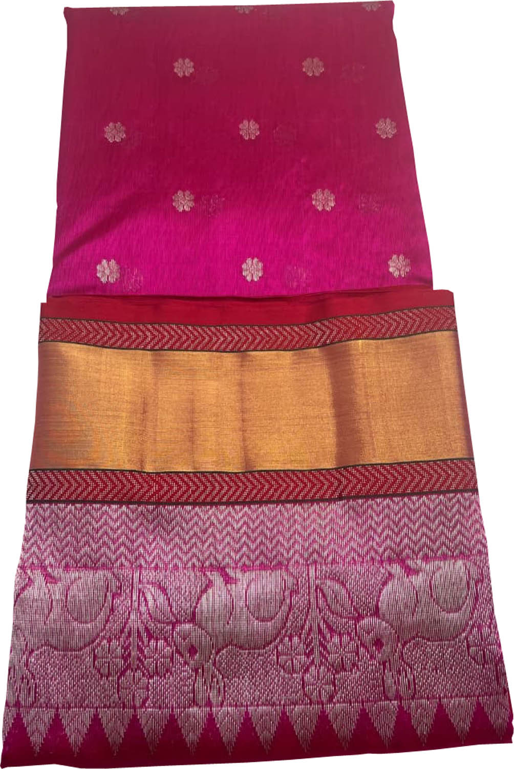 Pink Chanderi Handloom Pure Silk Booti Design Saree - Luxurion World