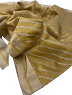 Golden Handloom Chanderi Pure Silk Stripe Design Saree - Luxurion World