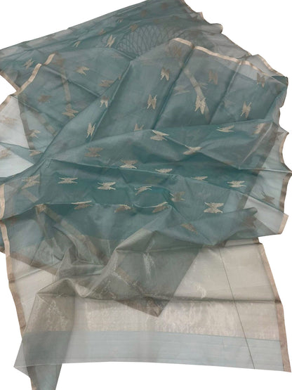 Blue Handloom Chanderi Pure Silk Saree - Luxurion World
