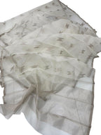 Off White Handloom Chanderi Pure Katan Organza Silk Saree - Luxurion World