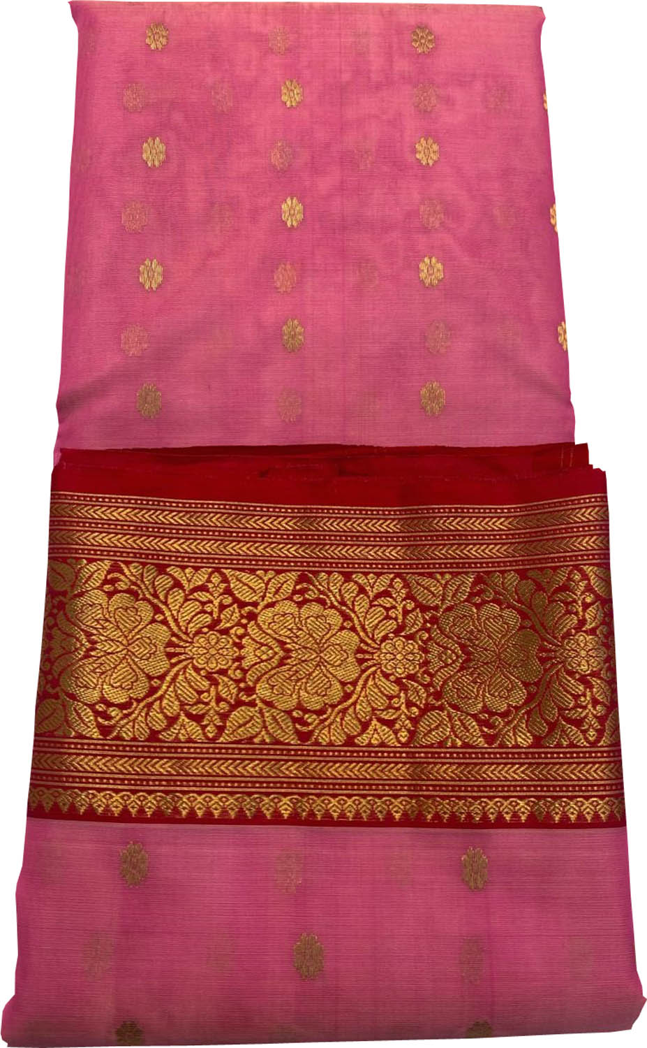 Pink Handloom Chanderi Pure Katan Organza Silk Booti Design Saree - Luxurion World