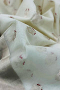 Off White Handloom Chanderi Pure Katan Organza Silk Saree - Luxurion World