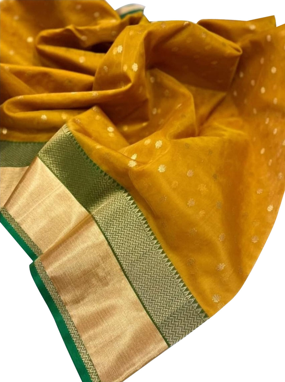 Yellow Handloom Chanderi Pure Silk Saree - Luxurion World
