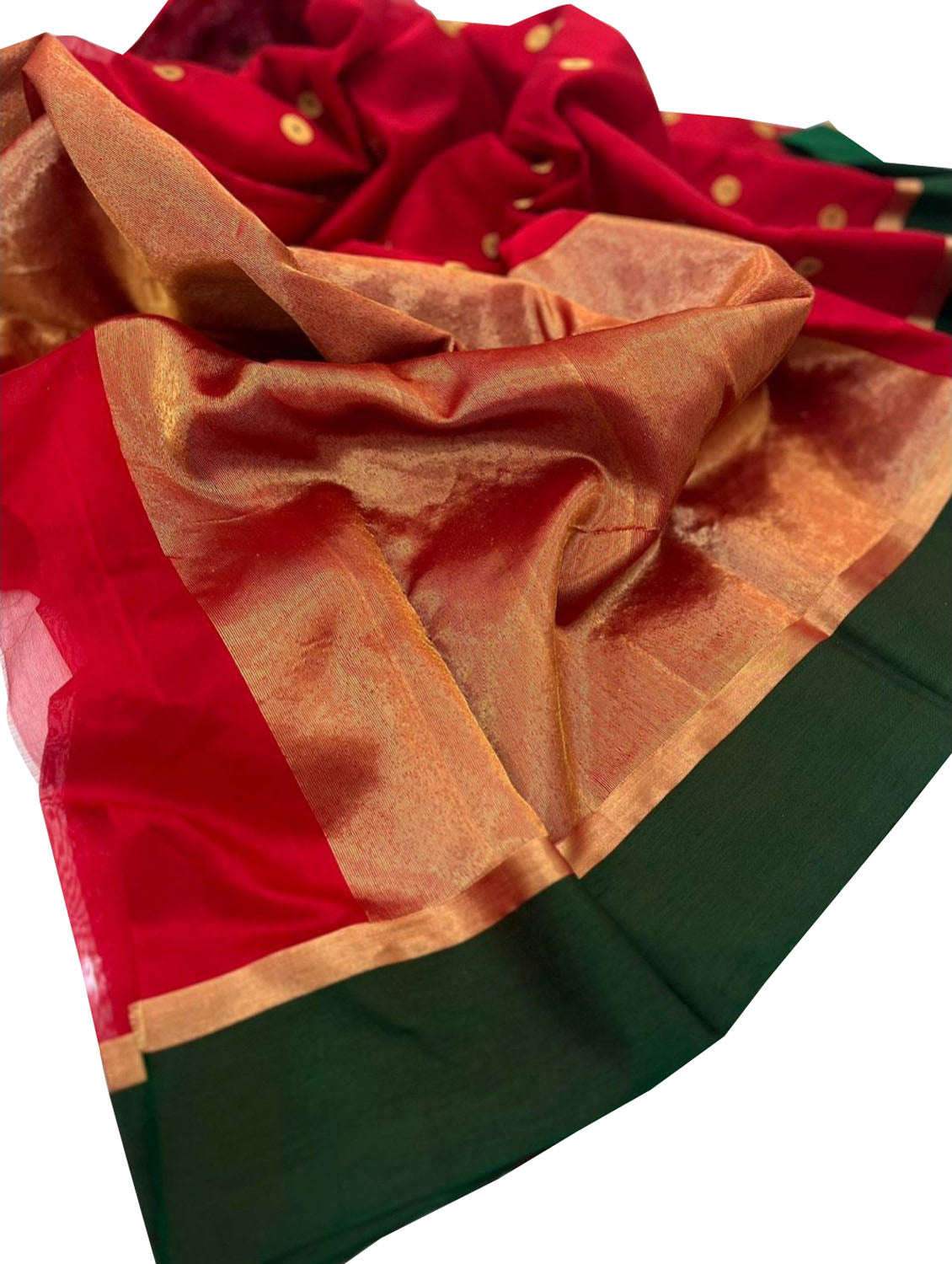 Red Handloom Chanderi Pure Silk Saree - Luxurion World