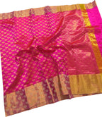 Beautiful Pink Handloom Chanderi Silk Flower Saree - Luxurion World