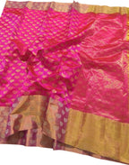 Beautiful Pink Handloom Chanderi Silk Flower Saree - Luxurion World