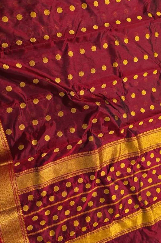 Elegant Maroon Silk Saree with Booti Design - Luxurion World