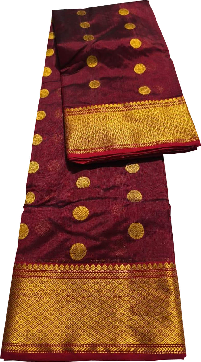 Elegant Maroon Silk Saree with Booti Design - Luxurion World