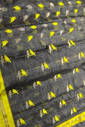 Grey Handloom Chanderi Silk Bird Saree - Luxurion World