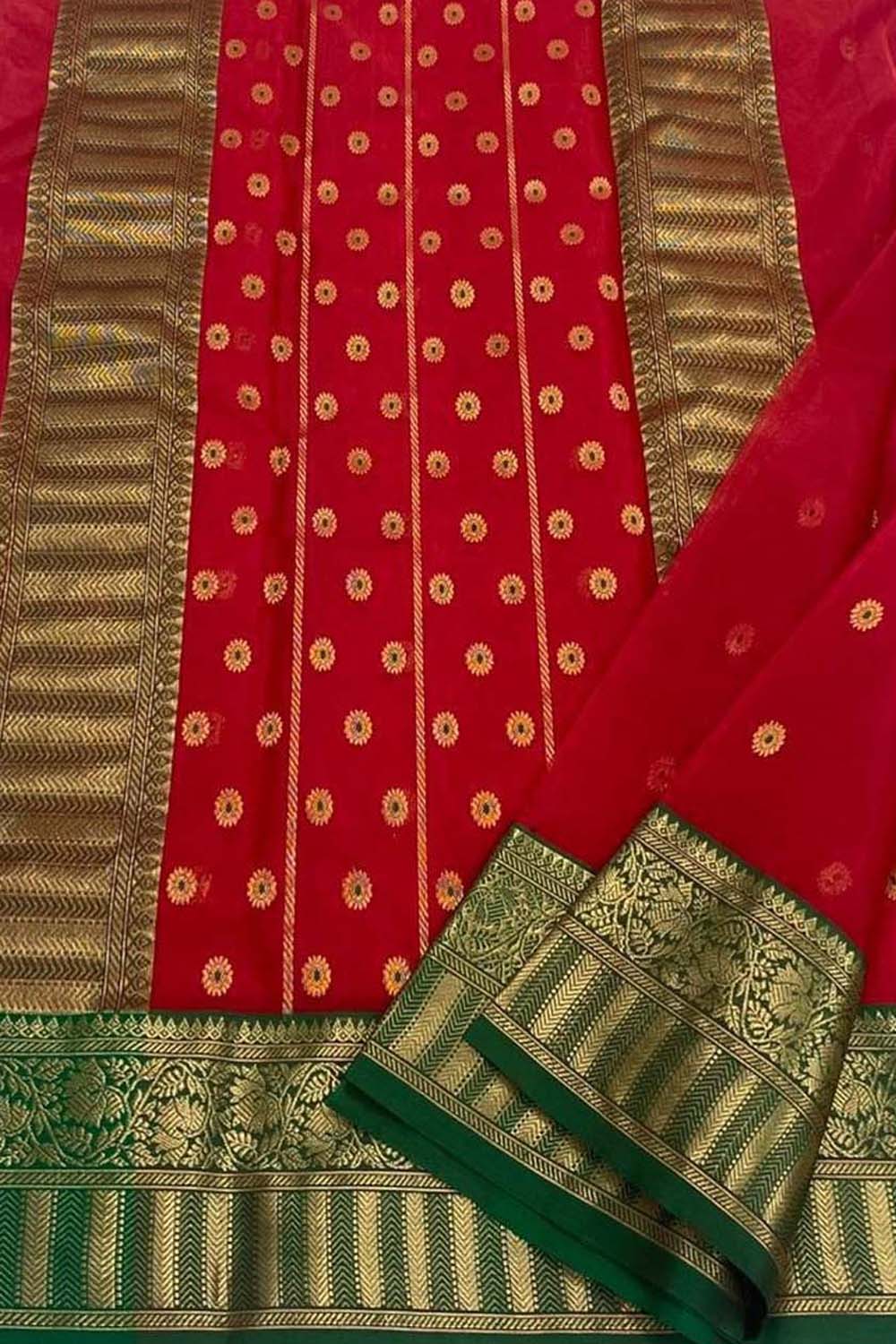 Handloom Chanderi Silk Meenakari Saree - Luxurion World