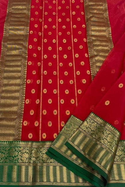 Handloom Chanderi Silk Meenakari Saree - Luxurion World