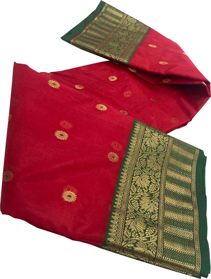 Handloom Chanderi Silk Meenakari Saree - Luxurion World