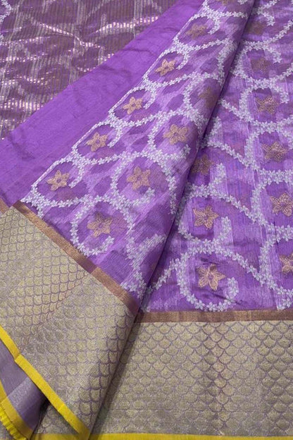 Exquisite Purple Handloom Chanderi Silk Saree - Luxurion World