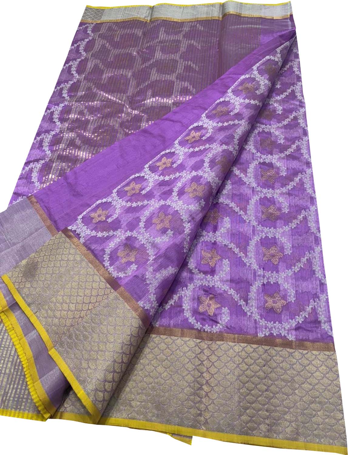 Exquisite Purple Handloom Chanderi Silk Saree - Luxurion World