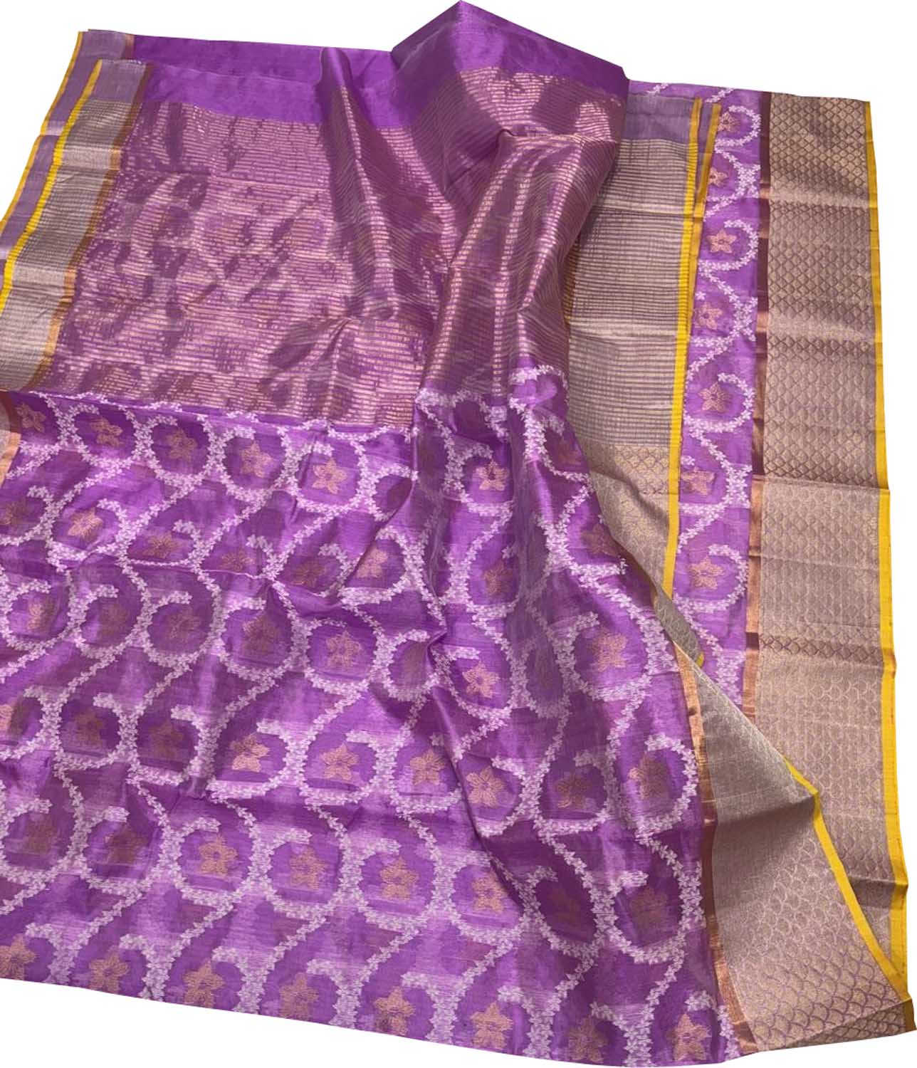 Exquisite Purple Handloom Chanderi Silk Saree - Luxurion World