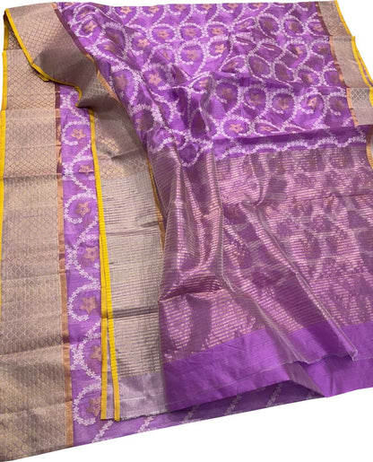 Exquisite Purple Handloom Chanderi Silk Saree - Luxurion World