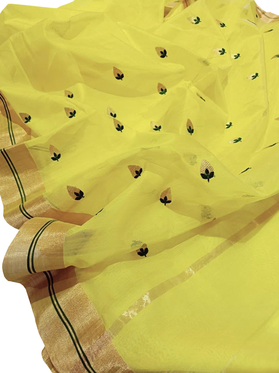 Yellow Chanderi Silk Saree: Handloom Elegance - Luxurion World