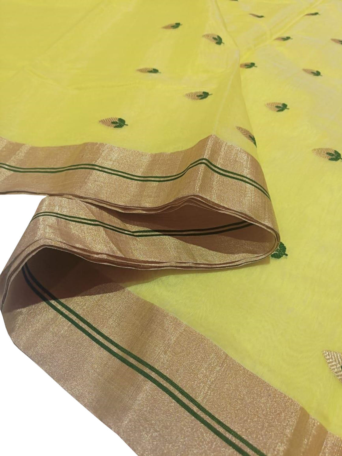 Yellow Chanderi Silk Saree: Handloom Elegance - Luxurion World