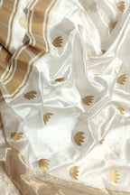Exquisite Off White Handloom Chanderi Silk Saree - Luxurion World
