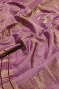 Beautiful Pink Pure Pattu Silk Chanderi Handloom Saree - Luxurion World