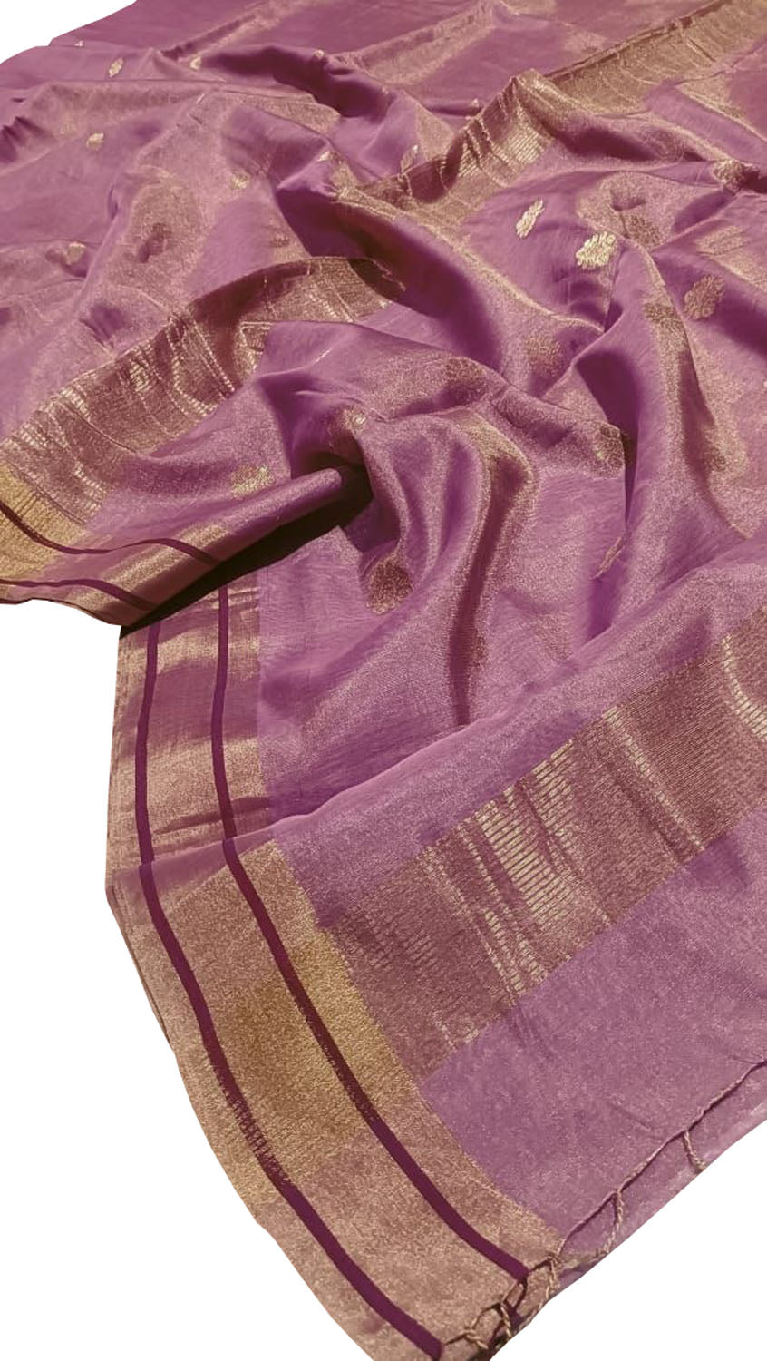 Beautiful Pink Pure Pattu Silk Chanderi Handloom Saree - Luxurion World