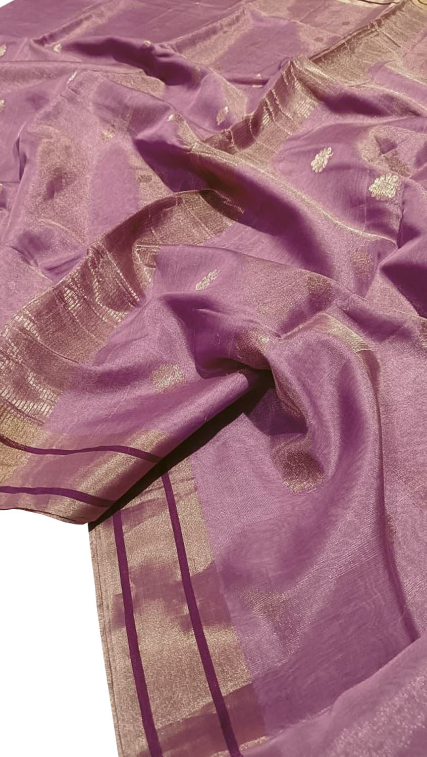 Beautiful Pink Pure Pattu Silk Chanderi Handloom Saree - Luxurion World