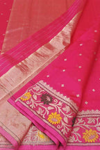 Beautiful Pink Handloom Chanderi Pure Katan Silk Saree - Luxurion World