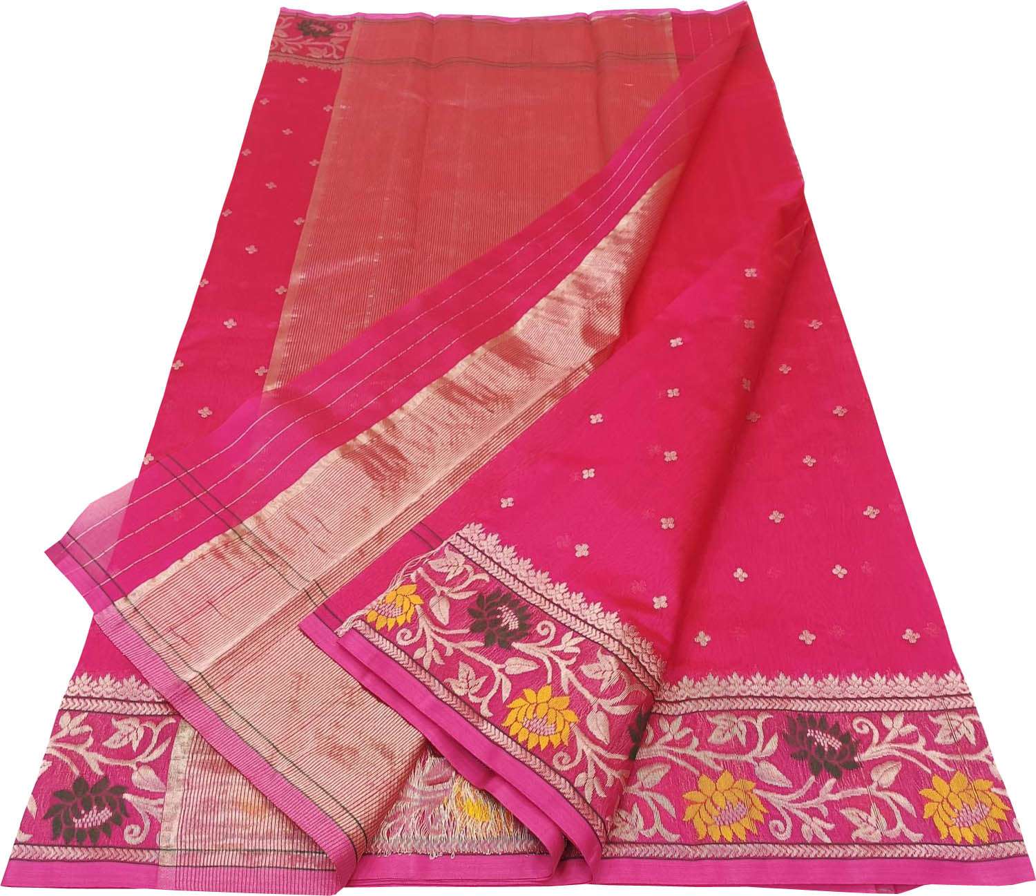 Beautiful Pink Handloom Chanderi Pure Katan Silk Saree - Luxurion World