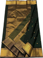 Green Handloom Chanderi Pure Katan Silk Saree - Luxurion World